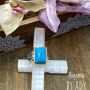 Alquimia 925 sterling Silver and Sleeping beauty Turquoise statement gem ring